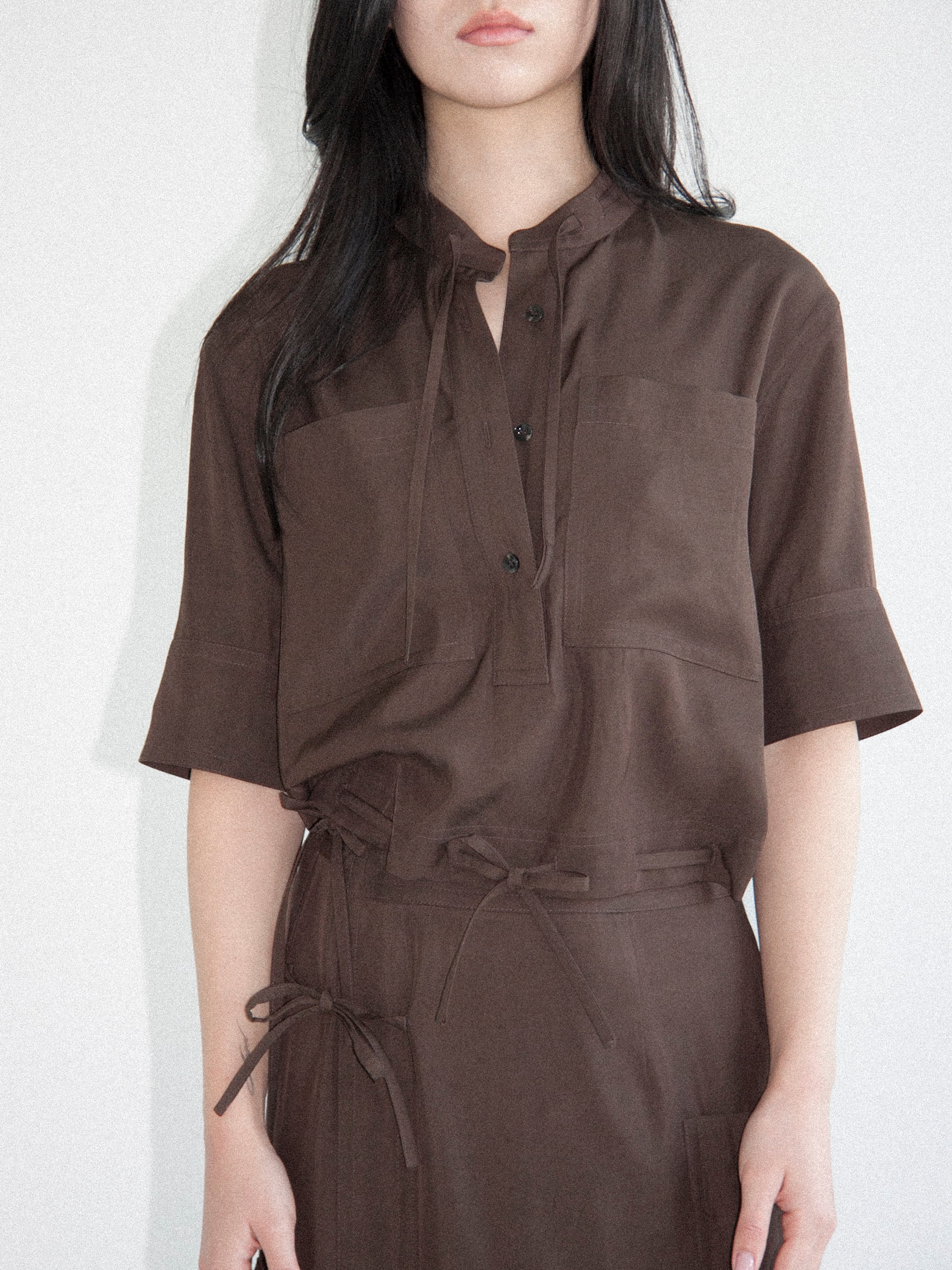 브라운 레이온 셔츠