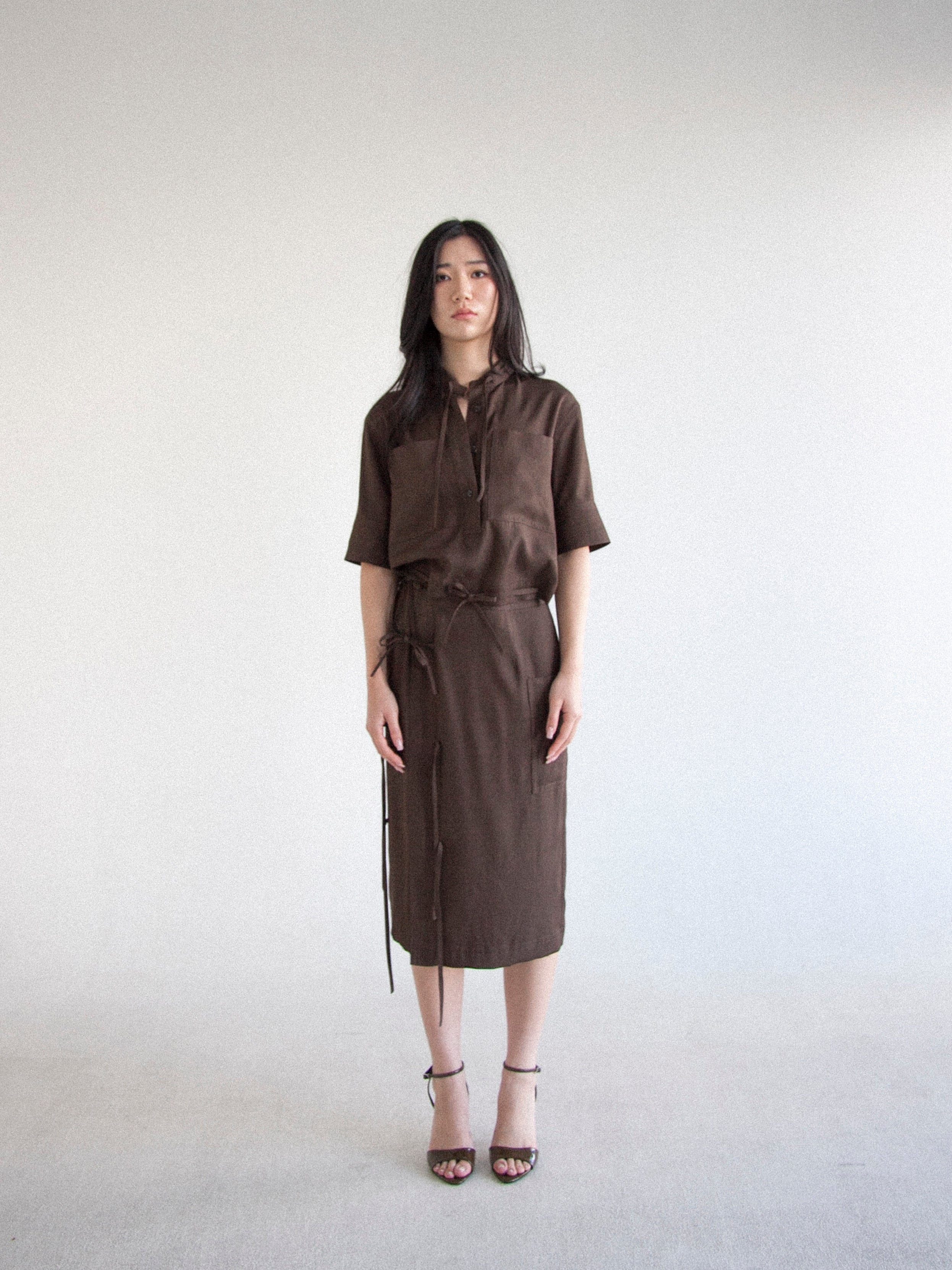 브라운 레이온 셔츠