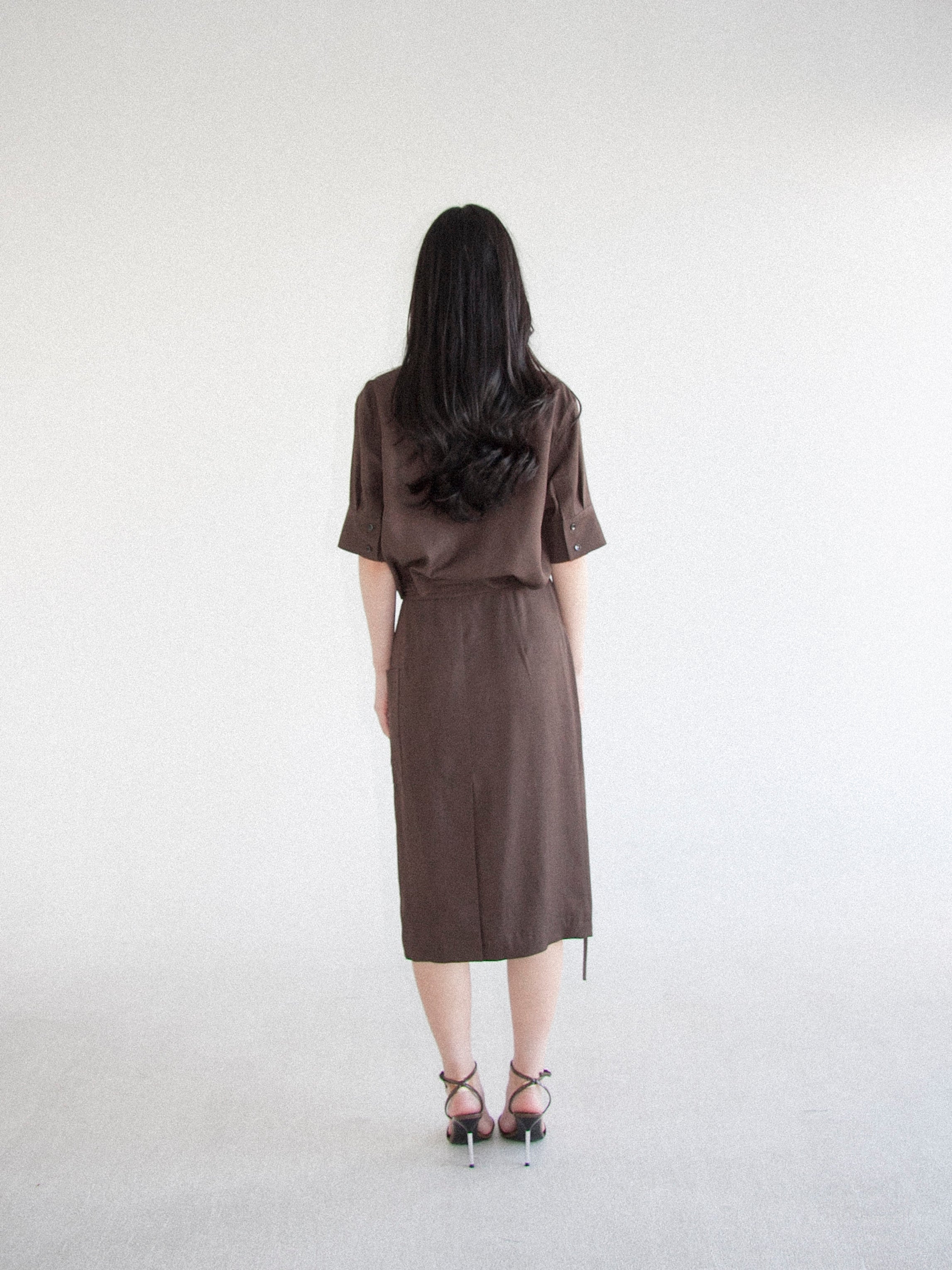 브라운 레이온 스커트