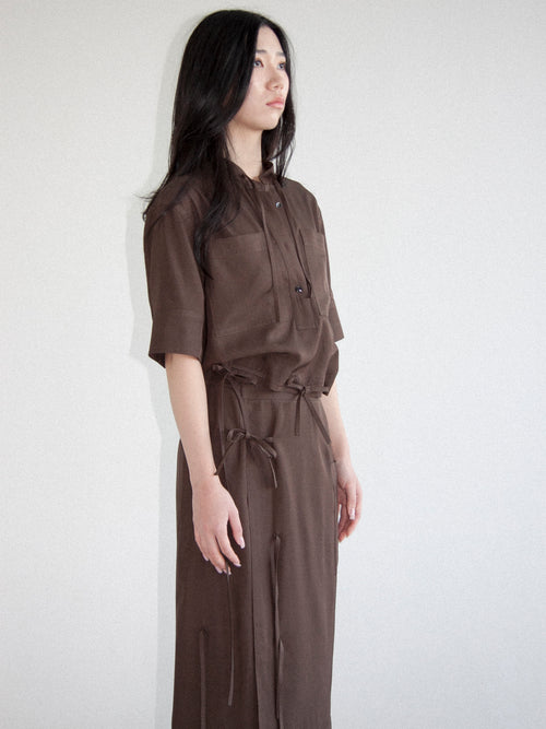 브라운 레이온 셔츠