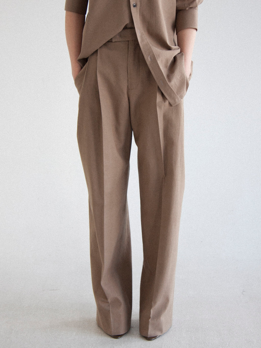 Brown Pleated Trousers